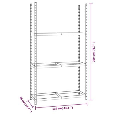 vidaXL Ραφιέρα Ελαστικών 3 Επιπέδων Ασημί 110 x 40 x 200 εκ. Ατσάλι