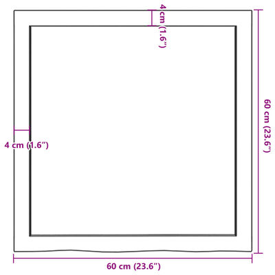 vidaXL Επιφ Τραπεζιού Αν Καφέ 60x60x(2-6)εκ. Επεξ. Μασίφ Ξύλο Δρυός