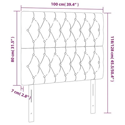 vidaXL Κεφαλάρια Κρεβατιού 2 τεμ. Αν. Γκρι 100x7x78/88 εκ. Βελούδινο