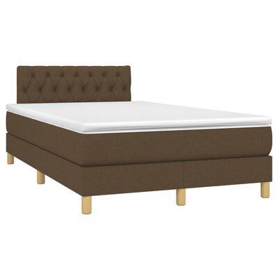 vidaXL Κρεβάτι Boxspring με Στρώμα & LED Σκ.Καφέ 120x200 εκ Υφασμάτινο