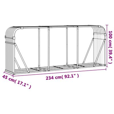 vidaXL Ξυλοθήκη Ανθρακί 234x45x100 εκ. από Γαλβανισμένο Ατσάλι