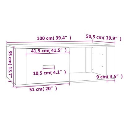 vidaXL Τραπεζάκι Σαλονιού Καφέ Δρυς 100x50,5x35 εκ. Επεξεργασμ. Ξύλο