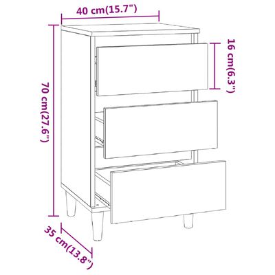 vidaXL Κομοδίνο Γκρι Σκυρ. 40x35x70 εκ. από Επεξεργασμένο Ξύλο