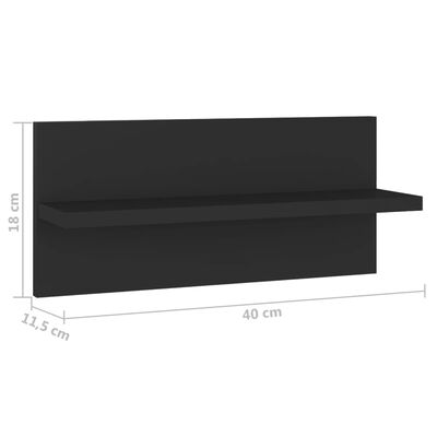 vidaXL Ραφιέρες Τοίχου 4 τεμ. Μαύρες 40 x 11,5 x 18 εκ από Επεξ. Ξύλο