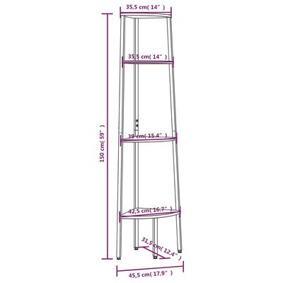 vidaXL Ραφιέρα Γωνιακή 4 Επίπεδων Μαύρη 45,5 x 31,5 x 150 εκ.