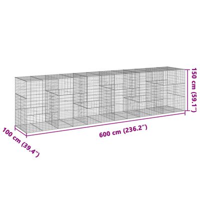 vidaXL Συρματοκιβώτιο με Κάλυμμα 600x100x150 εκ. Γαλβανισμένο Χάλυβα