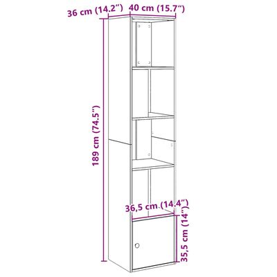 vidaXL Βιβλιοθήκη Μαύρη 40x36x189 εκ. από Επεξεργασμένο Ξύλο