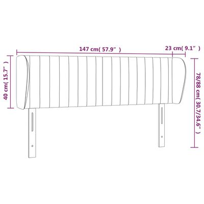 vidaXL Κεφαλάρι με Πτερύγια Ανοιχτό Γκρι 147x23x78/88 εκ. Βελούδινο