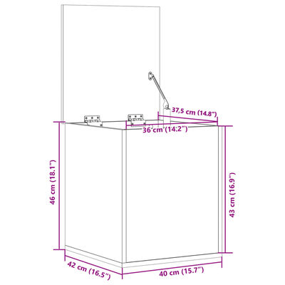 vidaXL Κουτί Αποθήκευσης Καφέ δρυς 40x42x46 εκ. Επεξεργασμένο Ξύλο