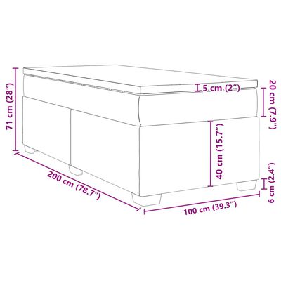 vidaXL Κρεβάτι Boxspring με Στρώμα Σκούρο Γκρι 100x200 εκ. Βελούδινο