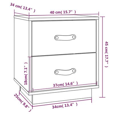 vidaXL Κομοδίνα 2 τεμ. Καφέ Μελί 40x34x45 εκ. από Μασίφ Ξύλο Πεύκου