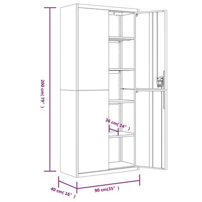 vidaXL Αρχειοθήκη Αν. Γκρι 90 x 40 x 240 εκ. Ατσάλινη