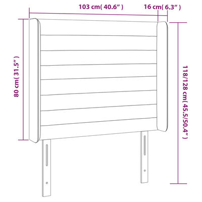 vidaXL Κεφαλάρι με Πτερύγια Ανοιχτό Γκρι 103x16x118/128 εκ. Υφασμάτινο