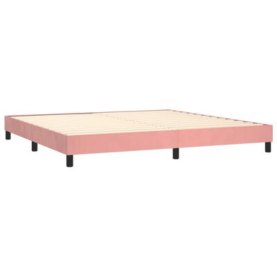 vidaXL Κρεβάτι Boxspring με Στρώμα Ροζ 200x200 εκ. Βελούδινο