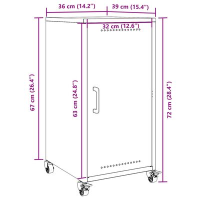 vidaXL Ντουλάπι Κίτρινο Μουσταρδί 36x39x72εκ. από Χάλυβα Ψυχρής Έλασης