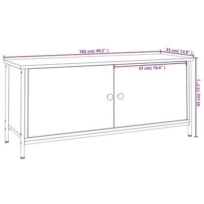 vidaXL Έπιπλο Τηλεόρασης με Πόρτες Μαύρο 102x35x45 εκ. Επεξεργ. Ξύλο