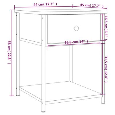 vidaXL Κομοδίνα 2 τεμ Γκρι Sonoma 44x45x58 εκ. από Επεξεργασμένο Ξύλο