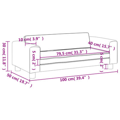 vidaXL Καναπές Παιδικός με Υποπόδιο Μπλε 100x50x30 εκ. Βελούδινος