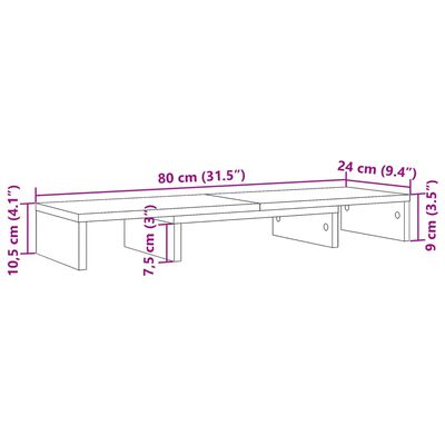 vidaXL Βάση Οθόνης Ρυθμιζ. Όψη Παλαιού Ξύλου 80x24x10,5εκ Επεξεργ Ξύλο