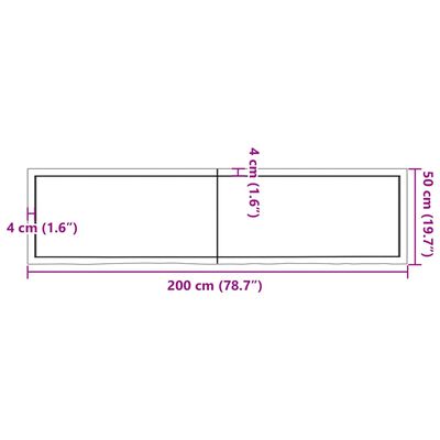 vidaXL Πάγκος Μπάνιου Αν. Καφέ 200x50x(2-4) εκ. Επεξεργ. Μασίφ Ξύλο