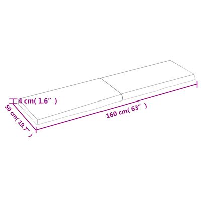 vidaXL Επιφάνεια Τραπεζιού 160x50x(2-4)εκ Ακατέργαστο Μασίφ Ξύλο Δρυός