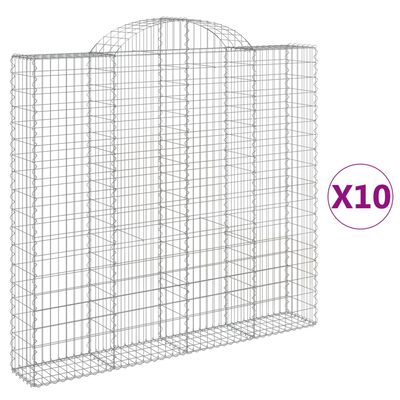 vidaXL Συρματοκιβώτια Τοξωτά 10 τεμ. 200x30x180/200 εκ. Γαλβαν. Ατσάλι