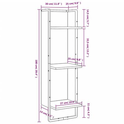 vidaXL Ραφιέρα Τοίχου με 3 Ράφια Sonoma Δρυς 30x25x100 εκ.