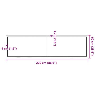 vidaXL Ράφι Τοίχου Ανοιχτό Καφέ 220x60x(2-6)εκ. Επεξ. Μασίφ Ξύλο Δρυός