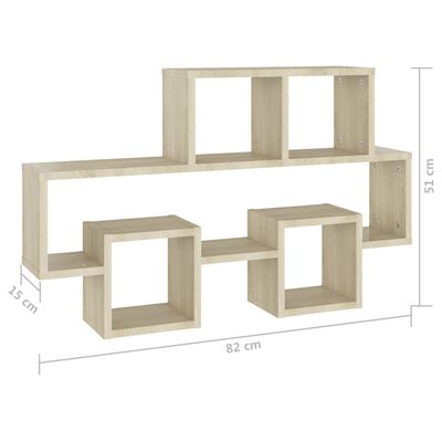 vidaXL Ράφι Τοίχου Σχήμα Αυτοκιν. Sonoma Δρυς 82x15x51 εκ. Επεξ. Ξύλο