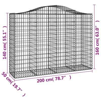 vidaXL Συρματοκιβώτια Τοξωτά 5 τεμ. 200x50x140/160 εκ. Γαλβαν. Ατσάλι