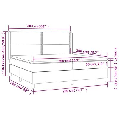 vidaXL Κρεβάτι Boxspring με Στρώμα & LED Μαύρο 200x200 εκ. Βελούδινο