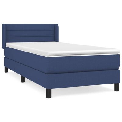 vidaXL Κρεβάτι Boxspring με Στρώμα Μπλε 80x200 εκ. Υφασμάτινο