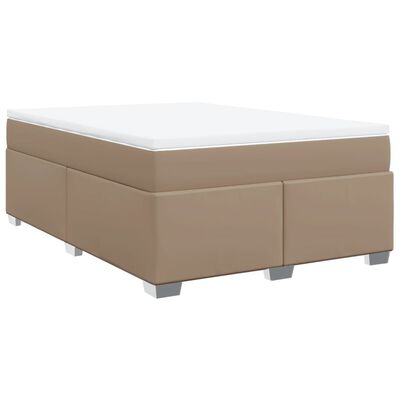 vidaXL Κρεβάτι Boxspring με Στρώμα Καπουτσίνο 140x200εκ.από Συνθ.Δέρμα