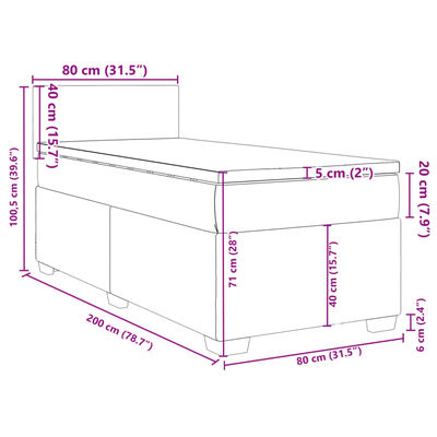 vidaXL Κρεβάτι Boxspring με Στρώμα Σκούρο Γκρι 80x200 εκ. Βελούδινο