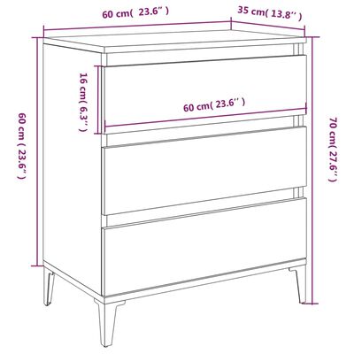 vidaXL Ντουλάπι Γκρι Sonoma 60x35x70 εκ. από Επεξεργασμένο Ξύλο