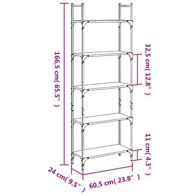 vidaXL Βιβλιοθήκη 5 Επιπέδων Sonoma Δρυς 60,5x24x166,5 εκ. Επεξ. Ξύλο