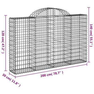 vidaXL Συρματοκιβώτια Τοξωτά 14 τεμ. 200x30x120/140 εκ. Γαλβαν. Ατσάλι