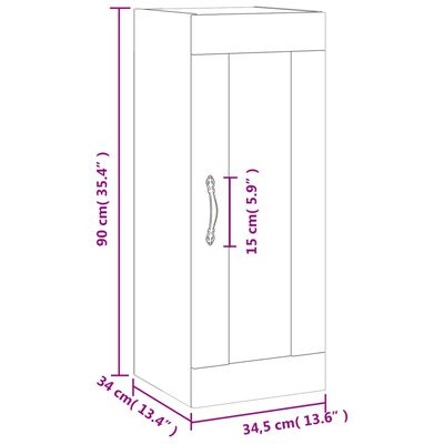 vidaXL Ντουλάπι Τοίχου Sonoma Δρυς 34,5 x 34 x 90 εκ.