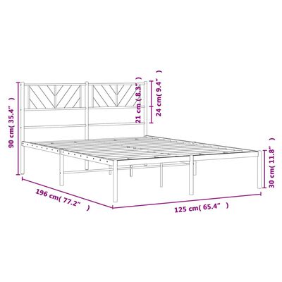 vidaXL Πλαίσιο Κρεβατιού με Κεφαλάρι Μαύρο 120 x 190 εκ. Μεταλλικό