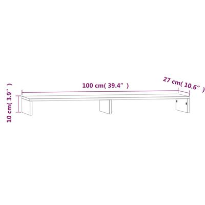 vidaXL Βάση Οθόνης 100x27x10 εκ. από Μασίφ Ξύλο Πεύκου