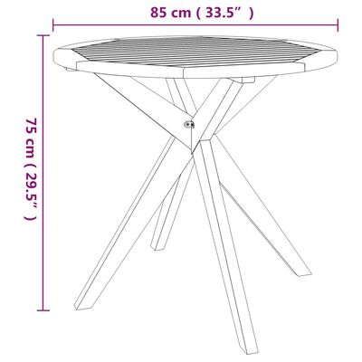 vidaXL Τραπέζι Κήπου 85 x 85 x 75 εκ. από Μασίφ Ξύλο Ακακίας