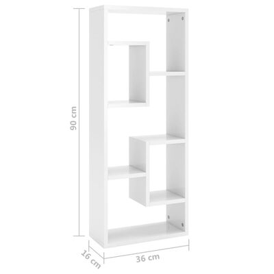 vidaXL Ραφιέρα Τοίχου Γυαλιστερό Λευκό 36 x 16 x 90 εκ. από Μοριοσανίδα