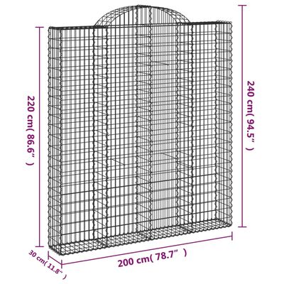 vidaXL Συρματοκιβώτιο Τοξωτό 200x30x220/240εκ. από Γαλβανισμένο Χάλυβα