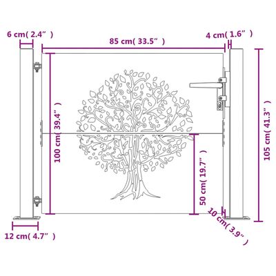 vidaXL Πύλη Κήπου με Σχέδιο Δέντρου 105 x 105 εκ. από Ατσάλι Corten