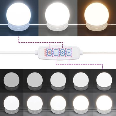 vidaXL Έπιπλο Καθρέπτη με LED Γυαλιστερό Λευκό 91x15x76,5 εκ.