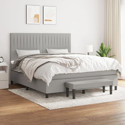 vidaXL Κρεβάτι Boxspring με Στρώμα Ανοιχτό Γκρι 180x200 εκ. Υφασμάτινο