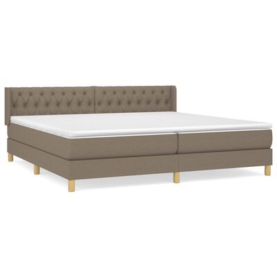 vidaXL Κρεβάτι Boxspring με Στρώμα Taupe 200x200 εκ. Υφασμάτινο