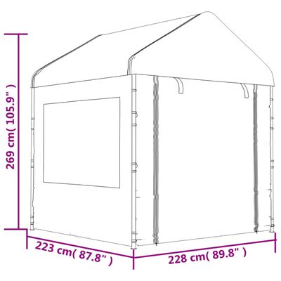 vidaXL Κιόσκι με Τέντα Λευκό 17,84 x 2,28 x 2,69 μ. από Πολυαιθυλένιο