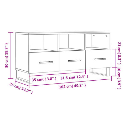 vidaXL Έπιπλο Τηλεόρασης Sonoma Δρυς 102 x 36 x 50 εκ. Επεξεργ. Ξύλο