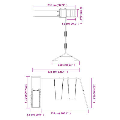 vidaXL Παιδική Χαρά Εξωτερικού Χώρου από Μασίφ Ξύλο Ψευδοτσούγκας